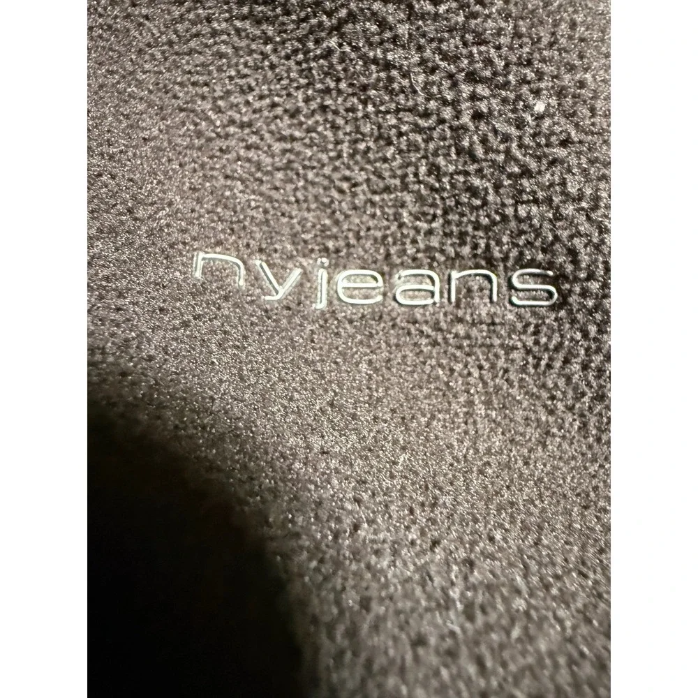 NY Jeans Fleece Jacket Womens Small Brown Good Full Zip Mock Neck Pockets